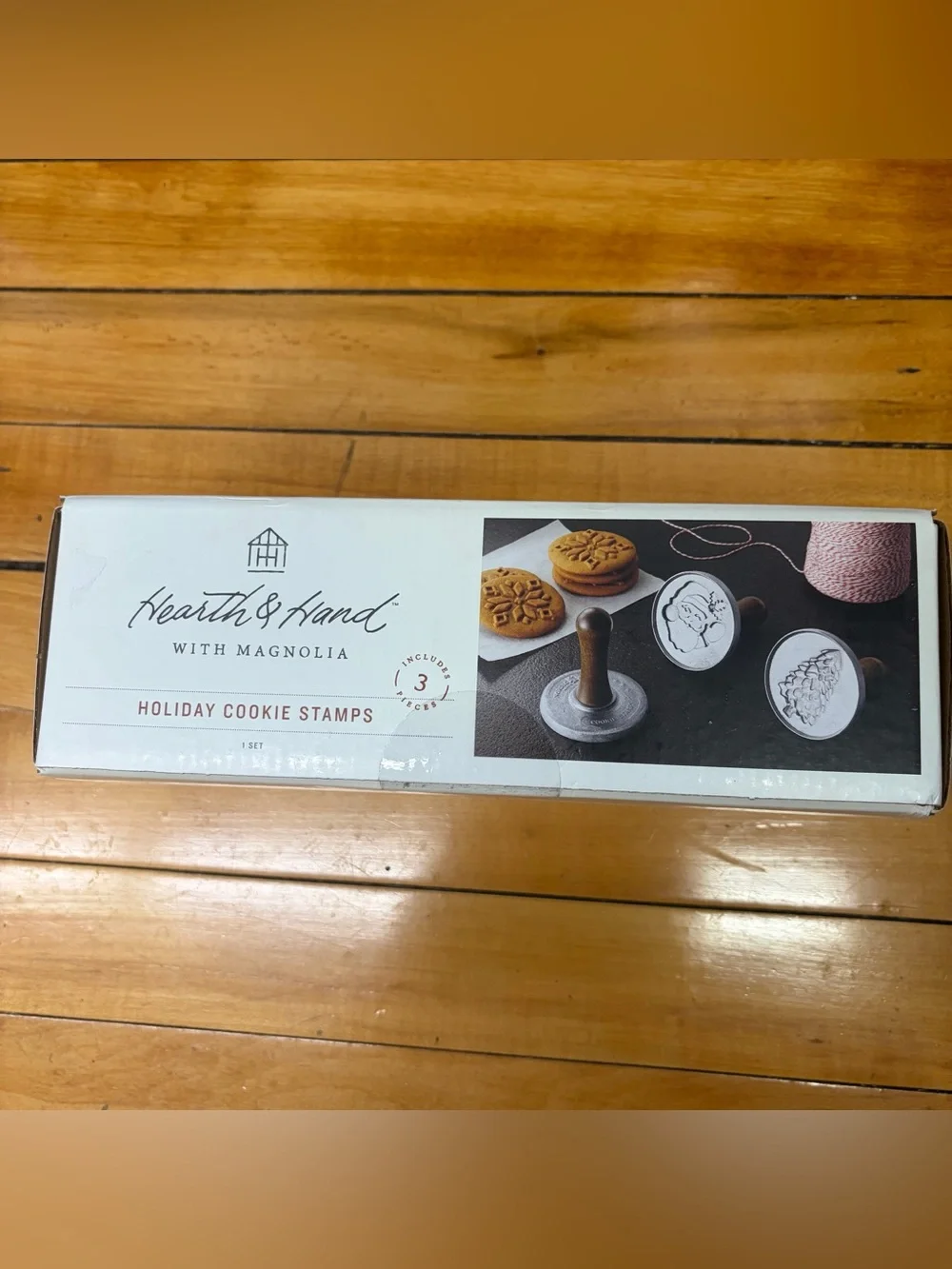 New Hearth & Hand Magnolia Metal & Wood Holiday Cookie Press Stamp Set of 3
